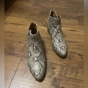 Noelle snakeskin bootie shoes